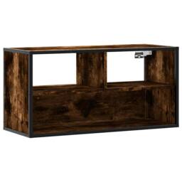 Berkfield Home TV Cabinet Smoked Oak 80x31x39.5 cm Engineered Wood & Metal in Brown