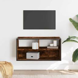 Berkfield Home TV Cabinet Smoked Oak 80x31x39.5 cm Engineered Wood & Metal in Brown - thumbnail 3
