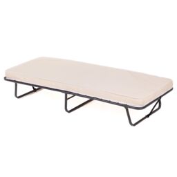 Costway 190 x 80 cm Folding Bed Portable Guest Bed with Mattress in Beige - thumbnail 1