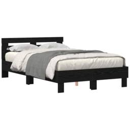 Berkfield Home Slatted Bed Frame Black Oak Engineered Wood 120 x 190 cm Solid - thumbnail 3