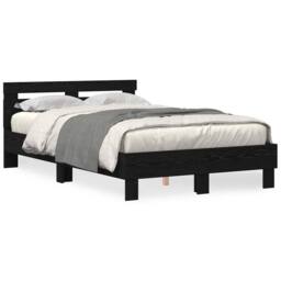 Berkfield Home Slatted Bed Frame Black Oak Engineered Wood 120 x 190 cm Solid - thumbnail 5