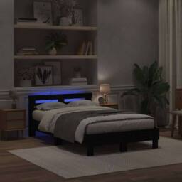 Berkfield Home Slatted Bed Frame Black Oak Engineered Wood 120 x 190 cm Solid - thumbnail 4