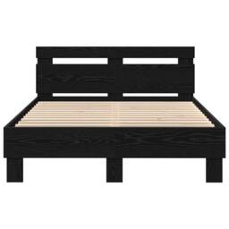 Berkfield Home Slatted Bed Frame Black Oak Engineered Wood 120 x 190 cm Solid - thumbnail 7