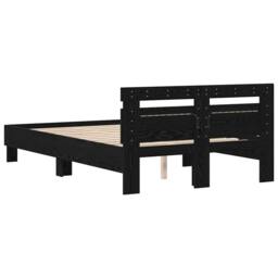 Berkfield Home Slatted Bed Frame Black Oak Engineered Wood 120 x 190 cm Solid - thumbnail 9