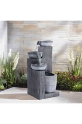 Garden Sanctuary Solar-Powered Patio Rockery Decor Water Feature in Natural - thumbnail 2