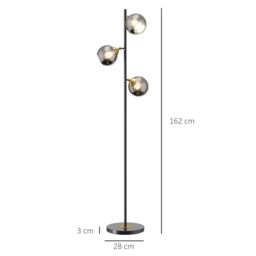HOMCOM Modern Tree Floor Lamp for Living Room Bedroom 3 Light Stand Up Lamp in Grey - thumbnail 3