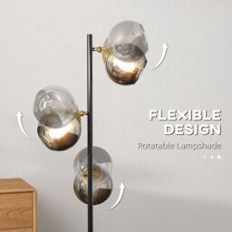 HOMCOM Modern Tree Floor Lamp for Living Room Bedroom 3 Light Stand Up Lamp in Grey - thumbnail 6