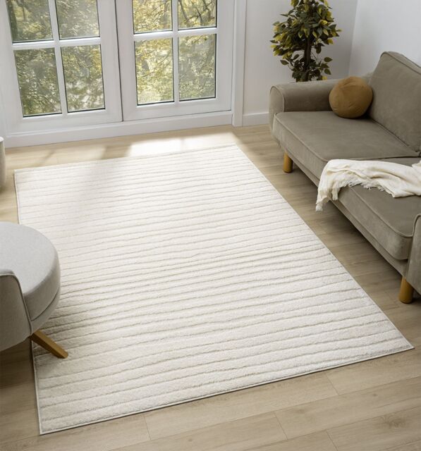Desire Rugs Aya Living Room Area Rugs - Embossed Lines Pattern in Cream - Size: 120 cm x 170 cm - image 1