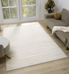 Desire Rugs Aya Living Room Area Rugs - Embossed Lines Pattern in Cream - Size: 120 cm x 170 cm - thumbnail 1