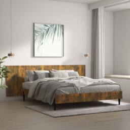 Berkfield Home Wall Headboard Smoked Oak 240x1.5x80 cm Engineered Wood in Brown - thumbnail 2