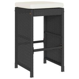 Berkfield Home Beautiful Garden Bar Stools with Cushions 2 pcs Black Poly Rattan