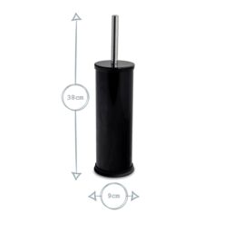 Harbour Housewares Round Toilet Brush & Holder - Cleaning Brush Set with Non Slip Base in Jet Black - thumbnail 3