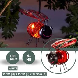Marco Paul Pack of 3 Metal Red Ladybird Solar Powered Garden Ornament - thumbnail 6
