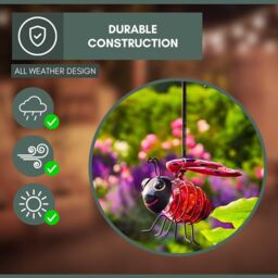 Marco Paul Pack of 3 Metal Red Ladybird Solar Powered Garden Ornament - thumbnail 7