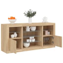 Berkfield Home Sideboard with LED Lights Sonoma Oak 142.5x37x67 cm in Light Tan - thumbnail 2