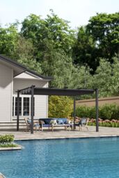 H&O Direct 13x10ft Aluminum Patio Pergola with Canopy in Grey - thumbnail 2