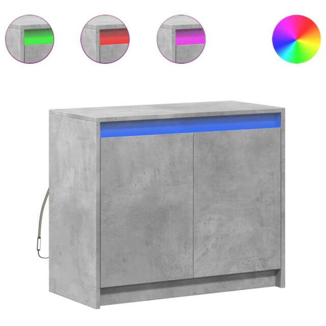 Berkfield Home Sideboard with LED Concrete Grey 72x34x61 cm Engineered Wood - Size: 72 x 34 x 61 cm - image 1