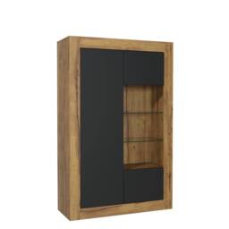 Creative Furniture Arcadia Display Cabinet 140cm - Dark Oak with Black Matt Doors in Dark Brown - thumbnail 5