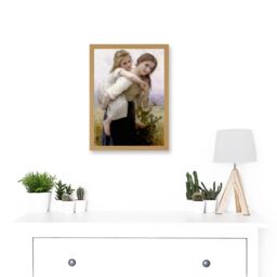 Artery8 Painting Bouguereau Pleasant Burden Old Master Artwork Framed Wall Art Print A4 in Light Oak - thumbnail 2