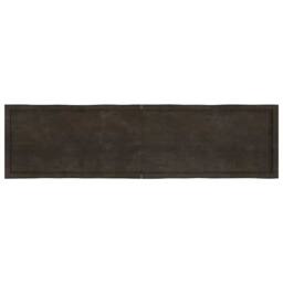 Berkfield Home Table Top Dark Grey 200x50x(2-6) cm Treated Solid Wood Live Edge in Brown - thumbnail 3