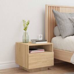 Berkfield Home Bedside Cabinet with LED Lights Sonoma Oak 40x39x37 cm in Brown - Size: 40 x 39 x 37 cm - thumbnail 3