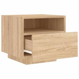 Berkfield Home Bedside Cabinet with LED Lights Sonoma Oak 40x39x37 cm in Brown - Size: 40 x 39 x 37 cm - thumbnail 6