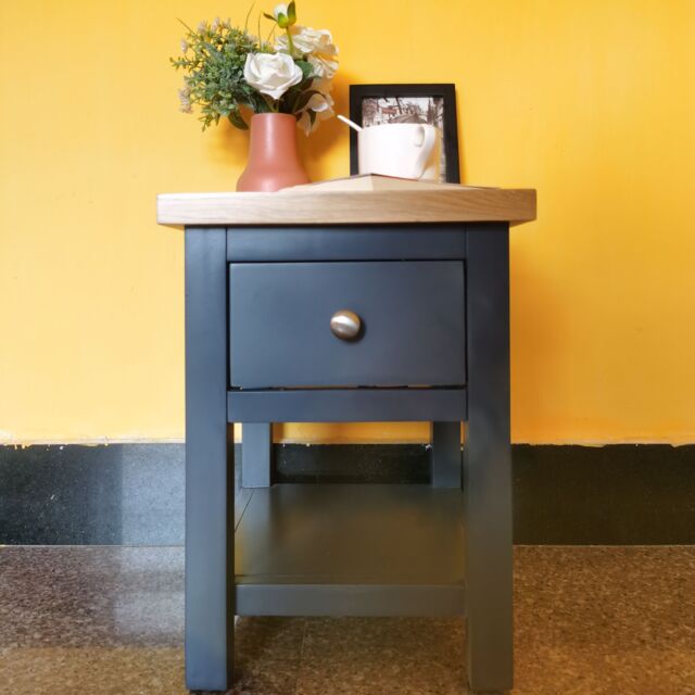 FURNITURE ONE Bedside Table, Bedside Cabinet with Shelf & Drawer - FULLY ASSEMBLY in Blue - Size: 1 Pack - image 1