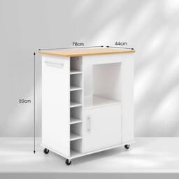 EONLION Kitchen Island Rolling Storage Cart with Towel Rack in White - Size: 100 cm - thumbnail 2