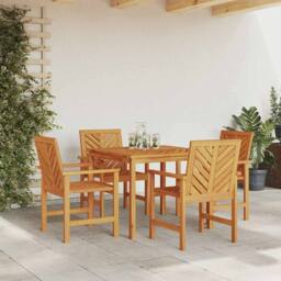 Berkfield Home Classic 4 Piece Garden Dining Set Solid Wood Acacia in Brown - thumbnail 4