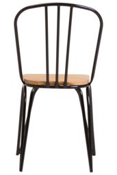 Orsina Industrial Dining Chair Elm Wood Seat With Black Finish Metal Frame, Comfortable Dining Chair For Lunch - thumbnail 2