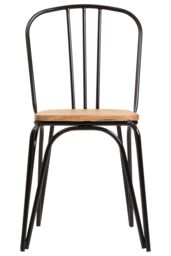 Orsina Industrial Dining Chair Elm Wood Seat With Black Finish Metal Frame, Comfortable Dining Chair For Lunch - thumbnail 6