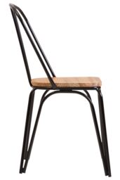 Orsina Industrial Dining Chair Elm Wood Seat With Black Finish Metal Frame, Comfortable Dining Chair For Lunch - thumbnail 3