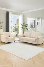 More4Homes Malmo Modern Scandi Style Fabric Living Room 1+3 Seater Sofa Set in Beige - thumbnail 1