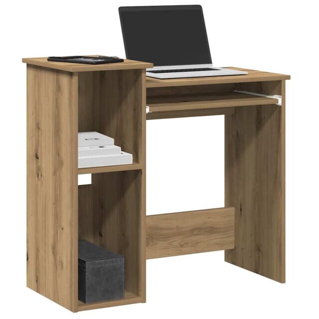 Berkfield Home Desk with Shelves Artisan Oak 84x40x78 cm Engineered Wood in Brown - Size: 84 x 40 x 78 cm - image 1