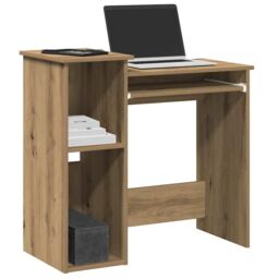 Berkfield Home Desk with Shelves Artisan Oak 84x40x78 cm Engineered Wood in Brown - Size: 84 x 40 x 78 cm - thumbnail 1