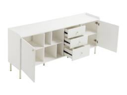 Vente-unique Sideboard With 2 Doors, 3 Drawers & 4 Niches - White & Gold - thumbnail 6