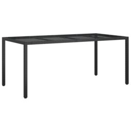 Berkfield Home Garden Dining Table Black 190x90x75 cm Poly Rattan - Size: 190 x 90 x 75 cm - thumbnail 2