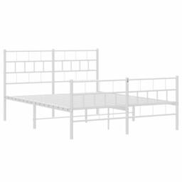 Berkfield Home Metal Bed Frame with Headboard & Footboard White 135x190 cm Double - thumbnail 5