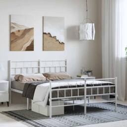 Berkfield Home Metal Bed Frame with Headboard & Footboard White 135x190 cm Double - thumbnail 2