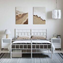 Berkfield Home Metal Bed Frame with Headboard & Footboard White 135x190 cm Double - thumbnail 4