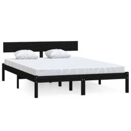 Berkfield Home Bed Frame Black Solid Wood Pine 160x200 cm