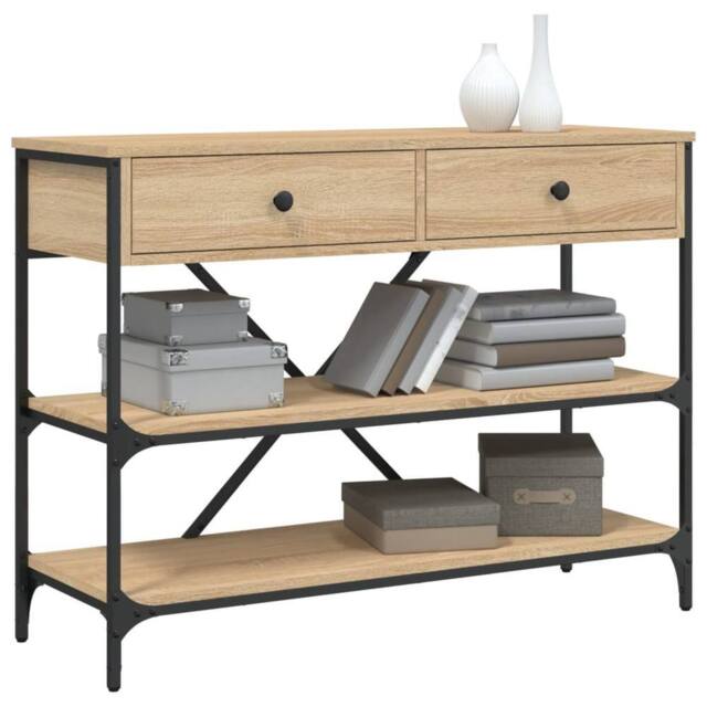Berkfield Home Classic Console Table with Drawers & Shelves Sonoma Oak Enginee in Light Brown - image 1