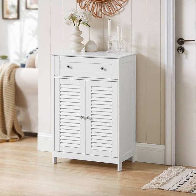 SoBuy Bathroom Storage Cabinet Cupboard 2 Shutter Doors - H87 in White - image 1