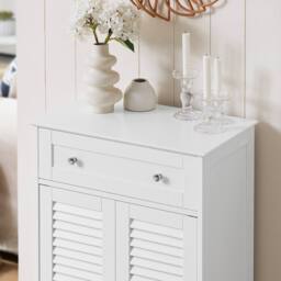 SoBuy Bathroom Storage Cabinet Cupboard 2 Shutter Doors - H87 in White - thumbnail 7