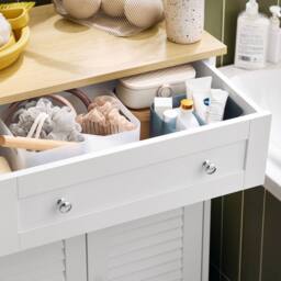 SoBuy Bathroom Storage Cabinet Cupboard 2 Shutter Doors - H87 in White - thumbnail 9