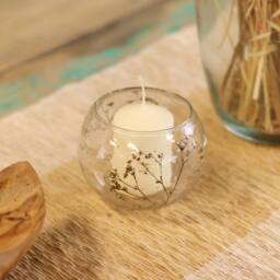 Serenityy Natural Floral Glass Bowl Candle Holder - Margarita - 8x10cm in Clear - Size: 8x10ft - thumbnail 3