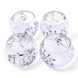 Serenityy Natural Floral Glass Bowl Candle Holder - Margarita - 8x10cm in Clear - Size: 8x10ft - thumbnail 7