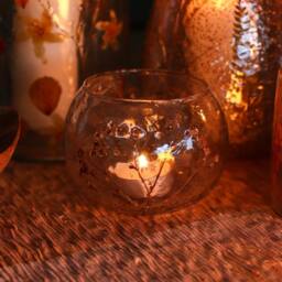 Serenityy Natural Floral Glass Bowl Candle Holder - Margarita - 8x10cm in Clear - Size: 8x10ft - thumbnail 5
