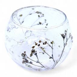 Serenityy Natural Floral Glass Bowl Candle Holder - Margarita - 8x10cm in Clear - Size: 8x10ft - thumbnail 1