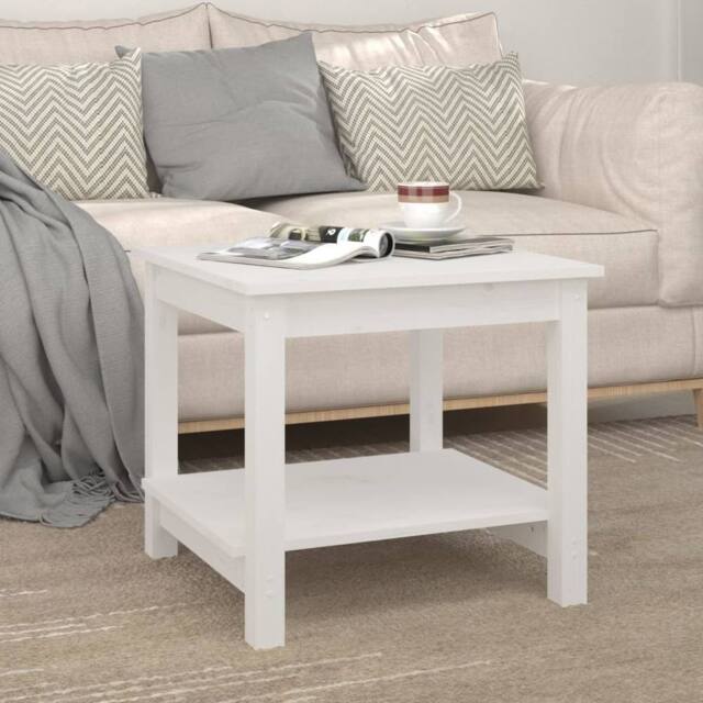 Berkfield Home Beautiful Coffee Table White 50x50x45 cm Solid Wood Pine - Size: 50 x 50 x 45 cm - image 1